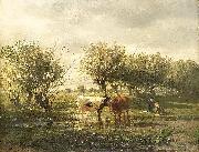 Gerard Bilders Cows at a pond oil painting